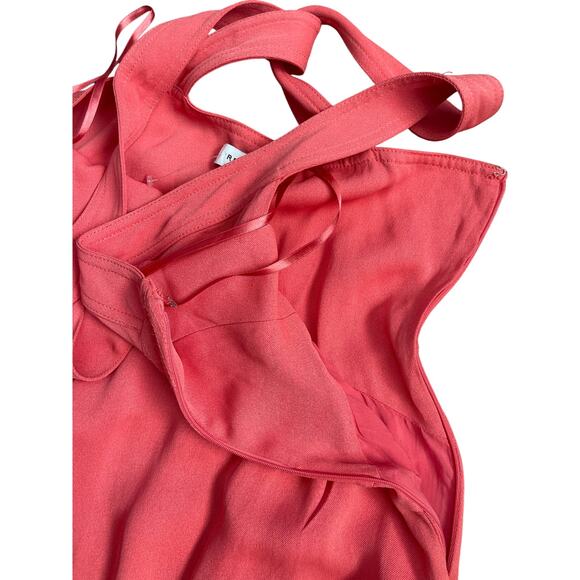 Reiss Orla Cross Front Halter Neck Midi Dress in Coral Pockets Size 10 - Picture 11 of 12